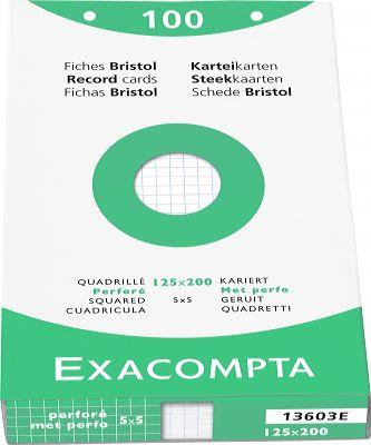 EXACOMPTA Étui de 100 fiches - bristol quadrillé 5x5 perforé