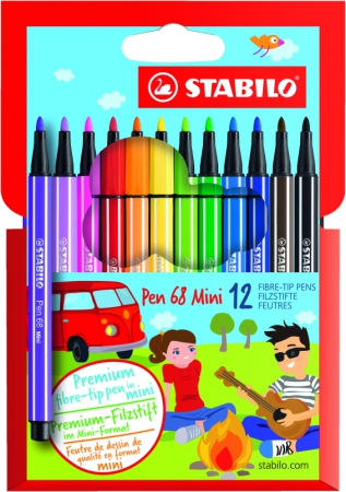 STABILO Pen 68 - 18 Feutres pointe moyenne - couleurs assorties