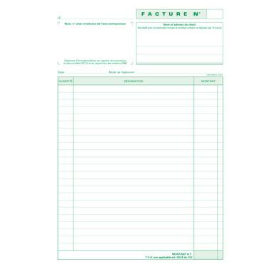 Cahier de facture avec tva Manifold Exacompta autocopiant 21 x 14,8 cm 50  pages triple