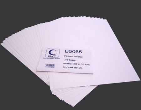 Papier Bristol Blanc - Paquet de 125 feuilles 50 x 65 cm - 205V g