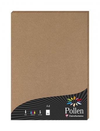 Pollen by Clairefontaine 29135C - Paquet filmé de 50 feuilles papier Pollen  210x297, 135 g/m², Kraft naturel