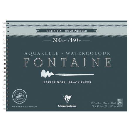 CANSON Album spiralé 12 feuilles papier aquarelle MONTVAL, A4, 300G, grain  fin Blanc naturel