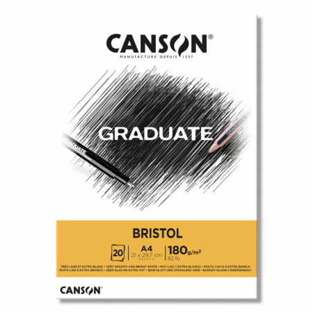 Canson C400110383 - Bloc 20 feuilles Canson® Graduate Bristol A4 180g/m²,  très lisse blanc