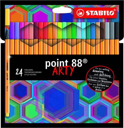 STABILO point 88 ARTY feutre pointe fine (0,4 mm) - Etui de 24 feutres fins  - Coloris assortis