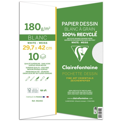 Pochette Papier Dessin Recyclé Blanc
