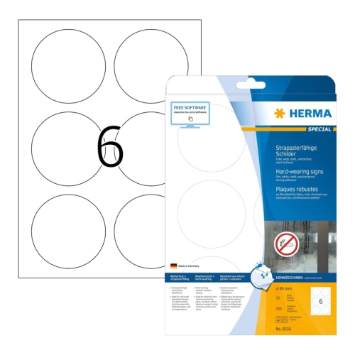 Herma 8882 Étiquettes De Bouteilles Brillantes 90x120mm A4 Jet D'Encre - 40 Pièces Blanc Premium