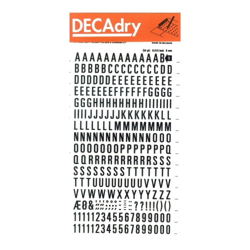 DECADRY Lot De 3 Feuilles Chiffres Transfert 8 Mm Noir DD62F - Idéal Pour Scrapbooking, Loisirs Créatifs & Étiquetage