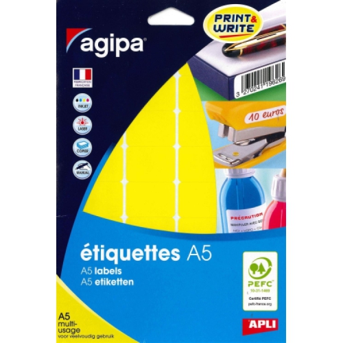 AGIPA Lot De 5 Sachets De 168 étiquettes Gommettes De Signalisation Rondes 15 Mm Jaune