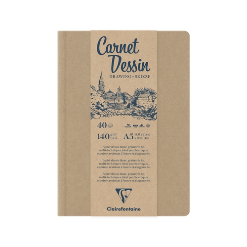 Carnet Clairefontaine Papier Kraft - Format A5 14,8x21 Cm, 20 Feuilles 115 G, Fermeture élastique, Couverture Souple - 3